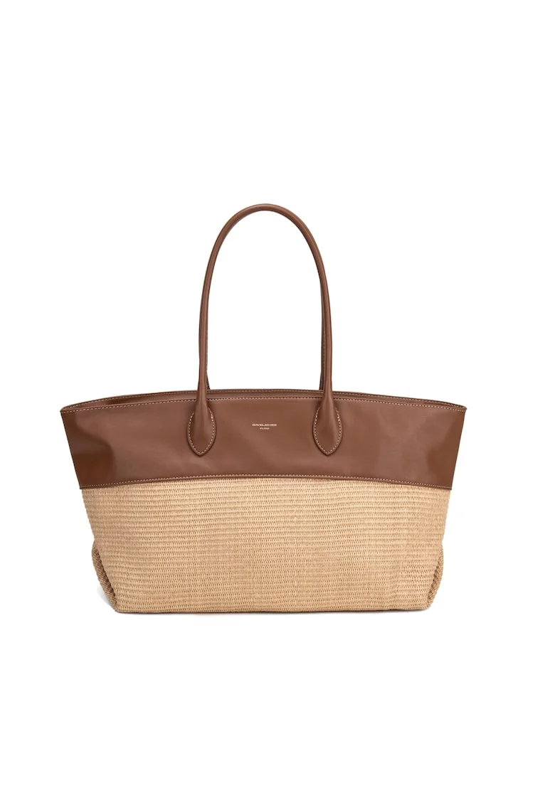Geanta shopper cu insertie cu aspect tesut Valoria Plus, Maro camel