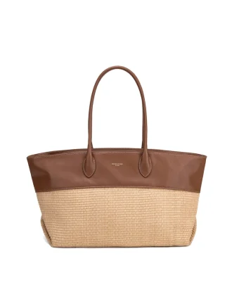 Geanta shopper cu insertie cu aspect tesut Valoria Plus, Maro camel