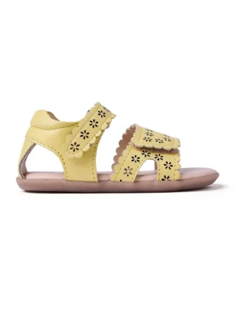 Sandale de piele cu velcro Kabati, Galben