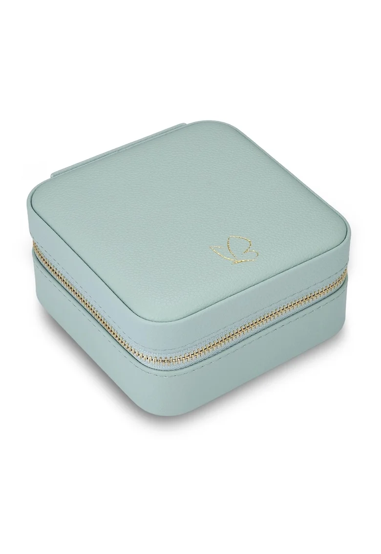 Cutie de bijuterie din piele ecologica, Turcoaz