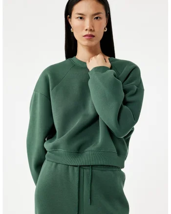 Bluza de trening cu decolteu la baza gatului, Verde feriga