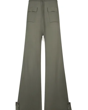Pantaloni tricotati fin cu snur, Verde