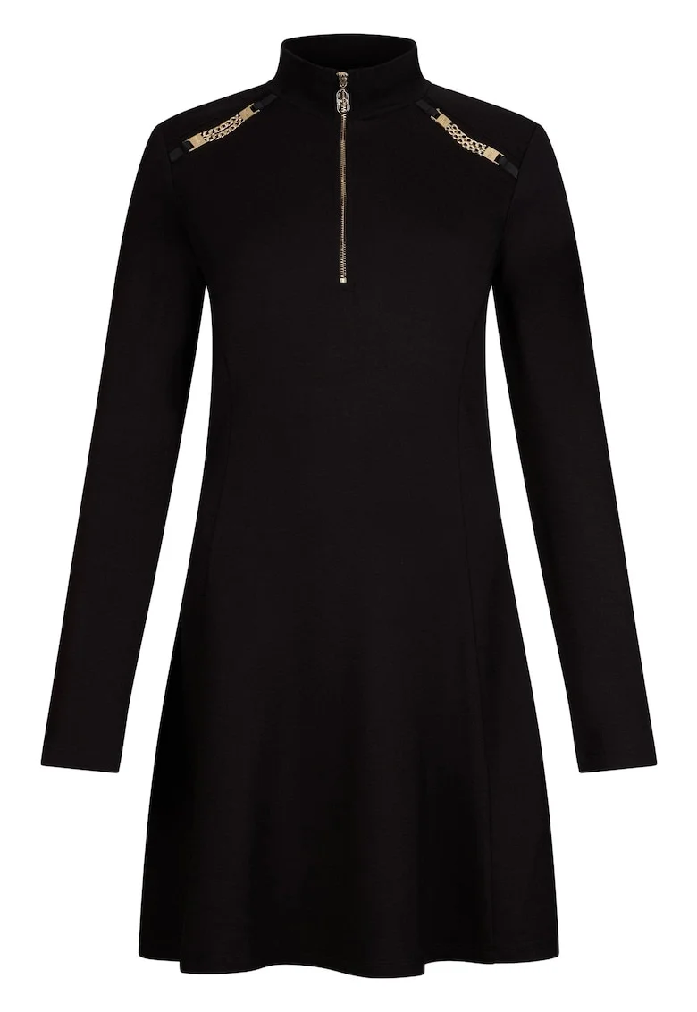 Rochie scurta cu fenta cu fermoar, Negru