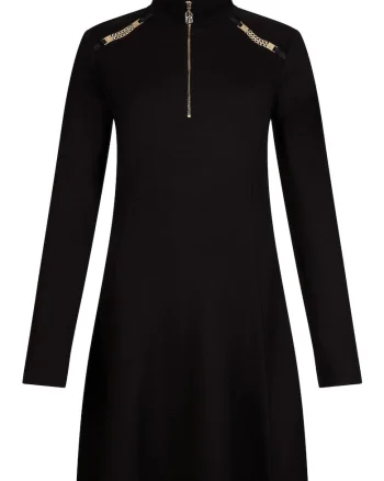 Rochie scurta cu fenta cu fermoar, Negru