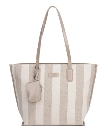Geanta shopper cu model in dungi Celestea Pro, Gri