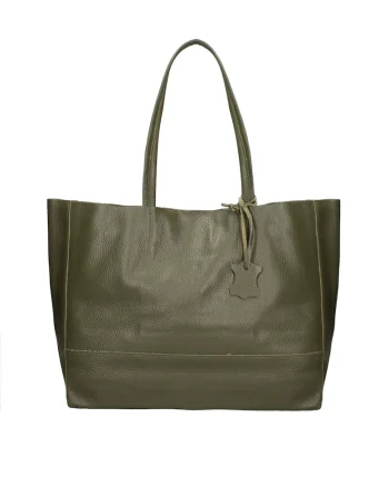 Geanta shopper de piele Ciel, Kaki inchis