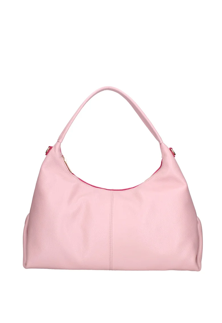 Geanta hobo de piele granulata, Roz pastel