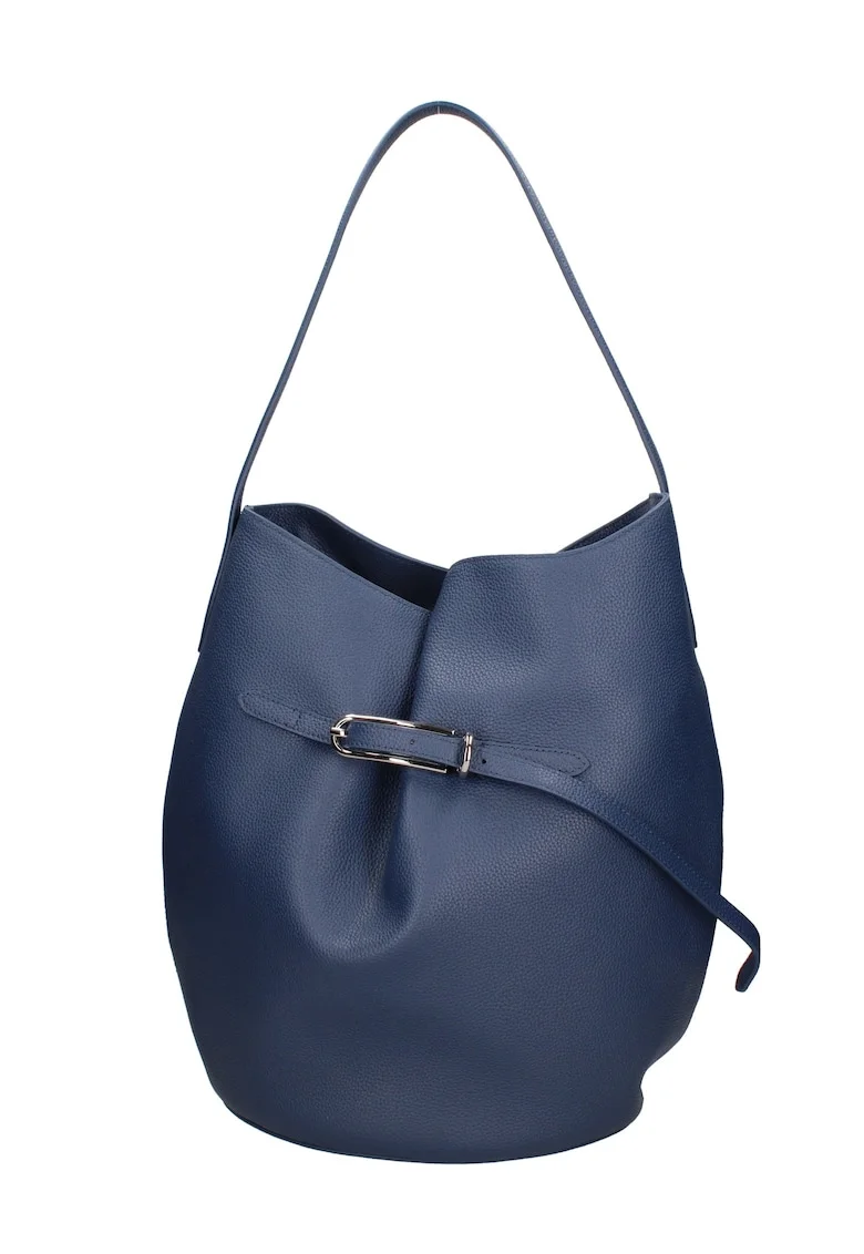 Geanta bucket de piele Edera Prime, Bleumarin