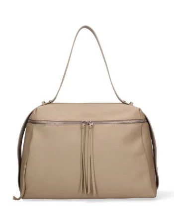 Geanta de piele cu bareta ajustabila Silvana, Maro camel