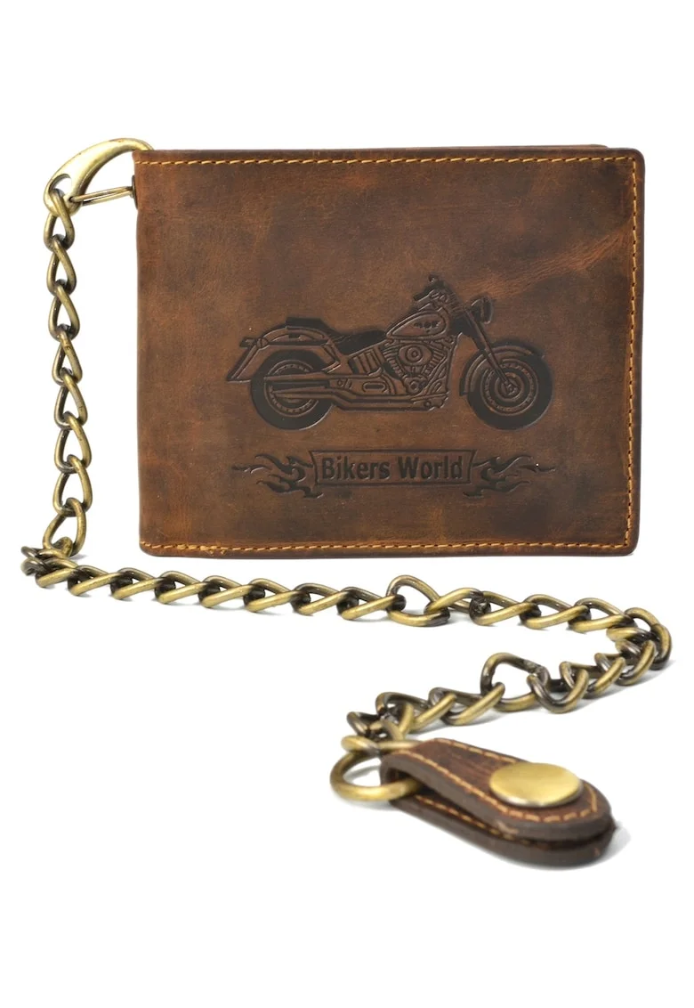 Portofel barbati piele naturala maro antichizat 12 x 10 cm (1796-Bike-25), Vintage,
