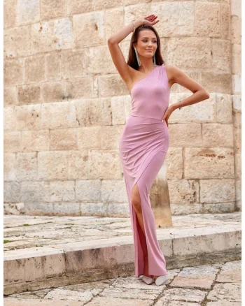 Rochie Esmeralda cu decolteu pe umeri si fermoar