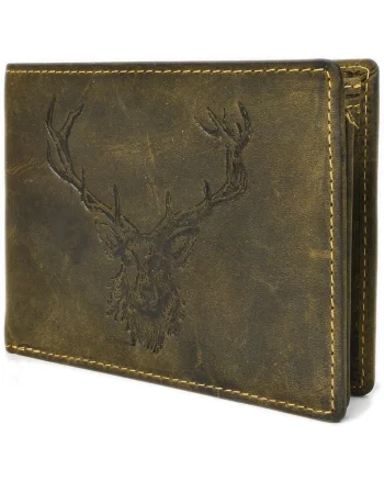 Portofel barbati piele naturala verde 12.5 x 9.5 x 2.5 cm, Vintage Hunting,