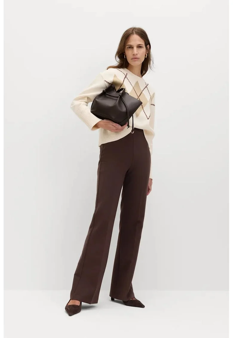 Pantaloni eleganti cu croiala bootcut, Maro inchis