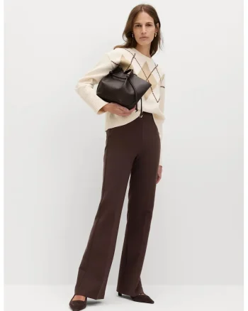 Pantaloni eleganti cu croiala bootcut, Maro inchis