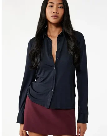 Fusta-pantalon uni cu fermoar, Maro