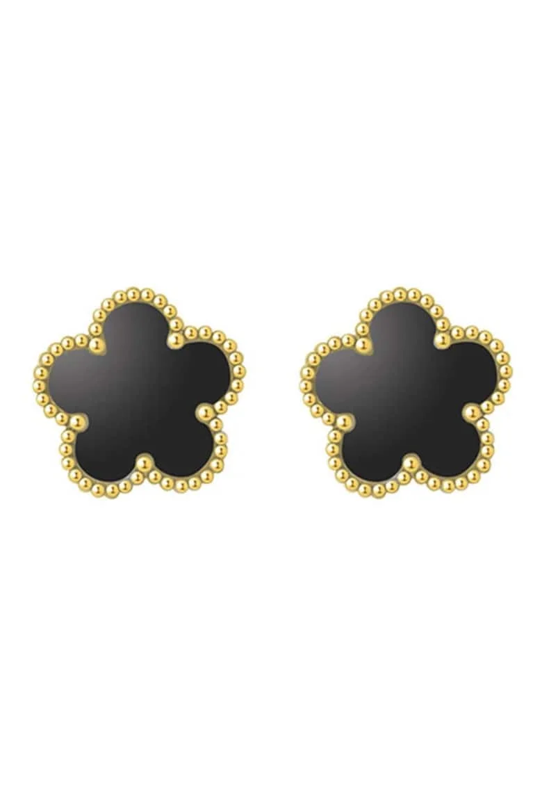 Cercei  floricele, aurit 18k, inox, 0.9x0.9cm