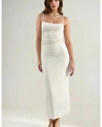 Rochie Midi  Casual, Alb, 95% poliester, 5% elastan