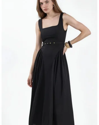 Rochie Midi  Casual, Negru, 100% poliester,