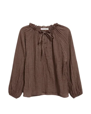Bluze dama,  casual, maneca lunga, maro cafea, viscoza