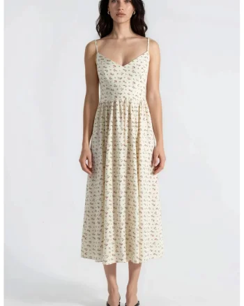 Rochie Midi  florala, casual, natural, 100% viscoza