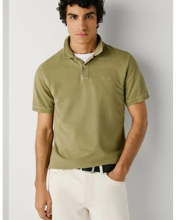 Tricou polo din bumbac pique, Verde deschis