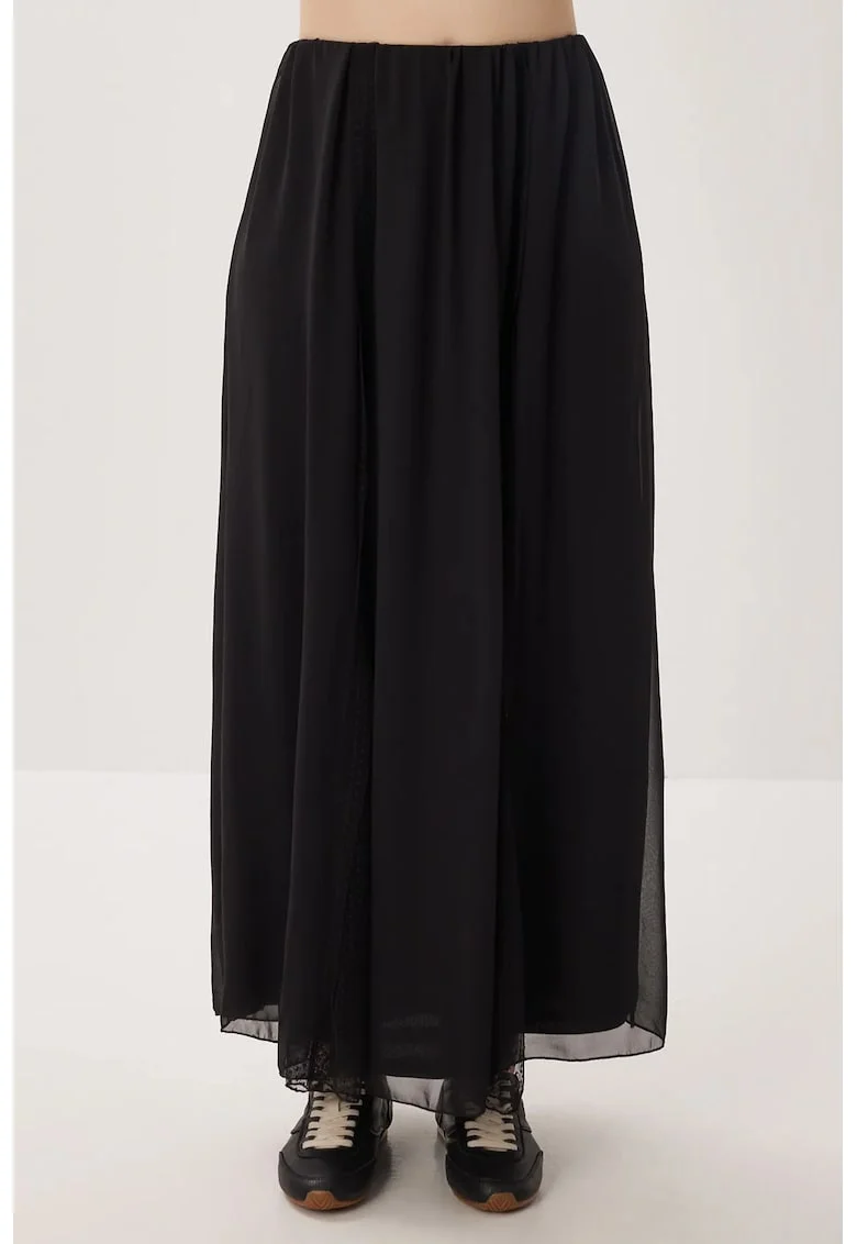 Fusta maxi Happiness Istanbul, talie inalta, neagra, poliester, casual,