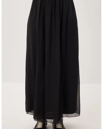 Fusta maxi Happiness Istanbul, talie inalta, neagra, poliester, casual,
