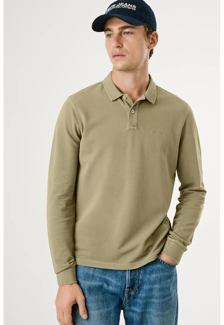 Bluza polo de bumbac, Kaki