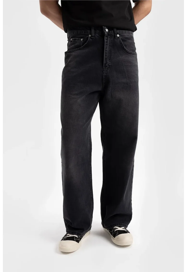 Blugi barbati,  Comfort Fit, talie medie, gri, amestec bumbac/in