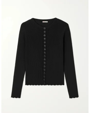 Cardigan,  tricotat, negru, 100% poliester, cu nasturi