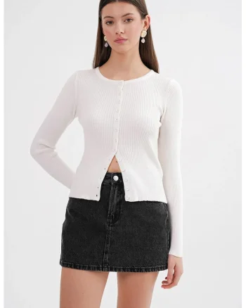 Cardigan tricotat,  slim fit, alb