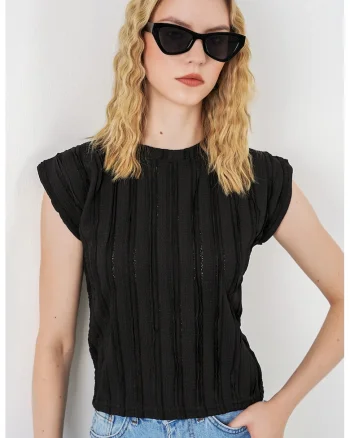 Bluza  casual, regular fit, negru, jerseu, fara inchidere