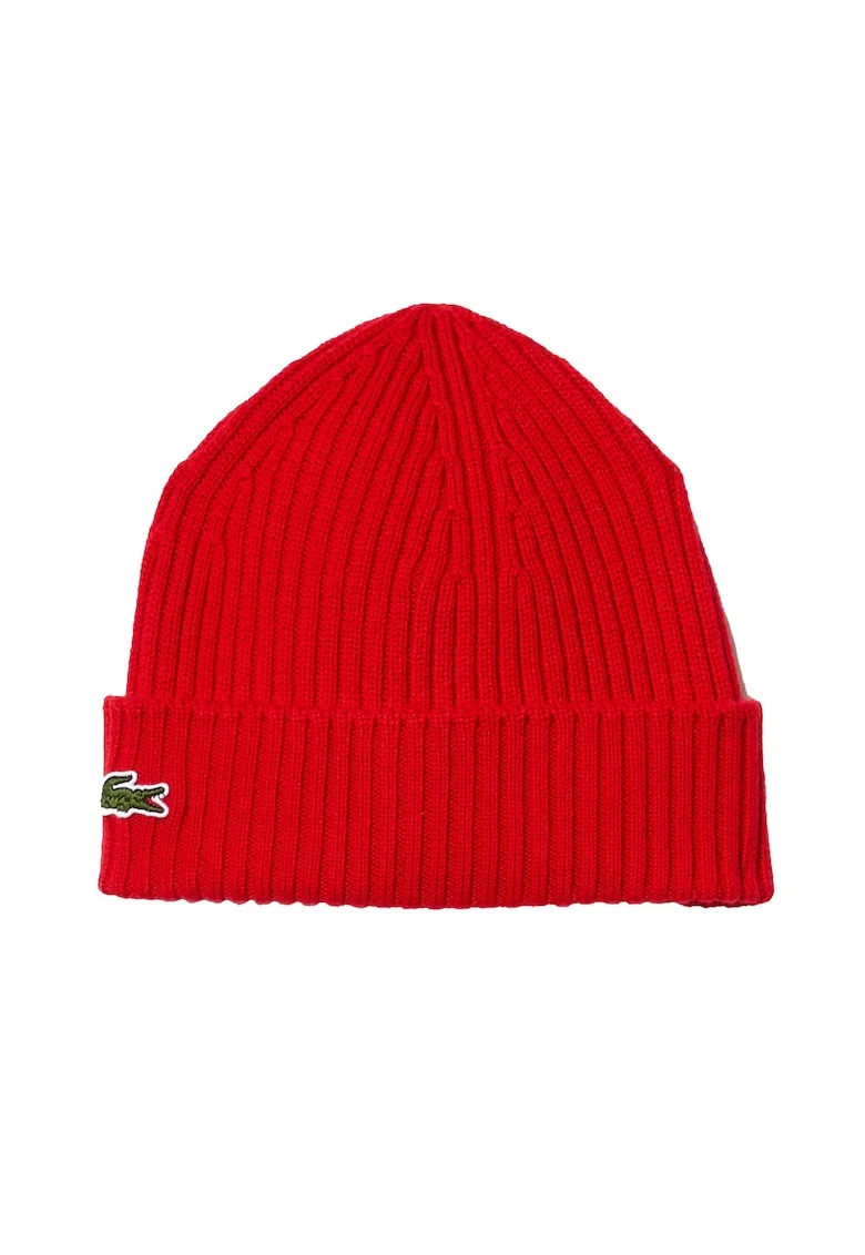 Caciula unisex striata de lana, Rosu vermillion