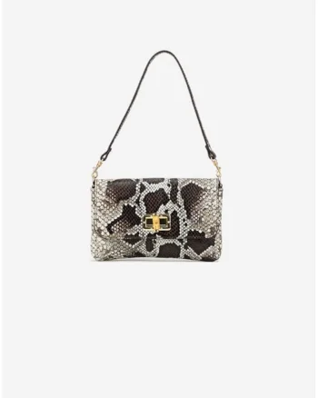 Poseta dama maro din piele texturata animal print