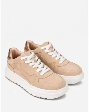 Pantofi dama bej piele intoarsa, Bej