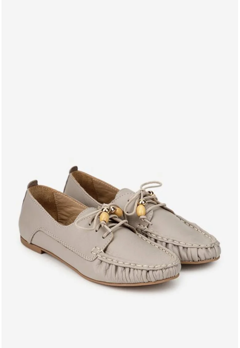 Pantofi dama taupe din piele naturala - 68945, Maro taupe