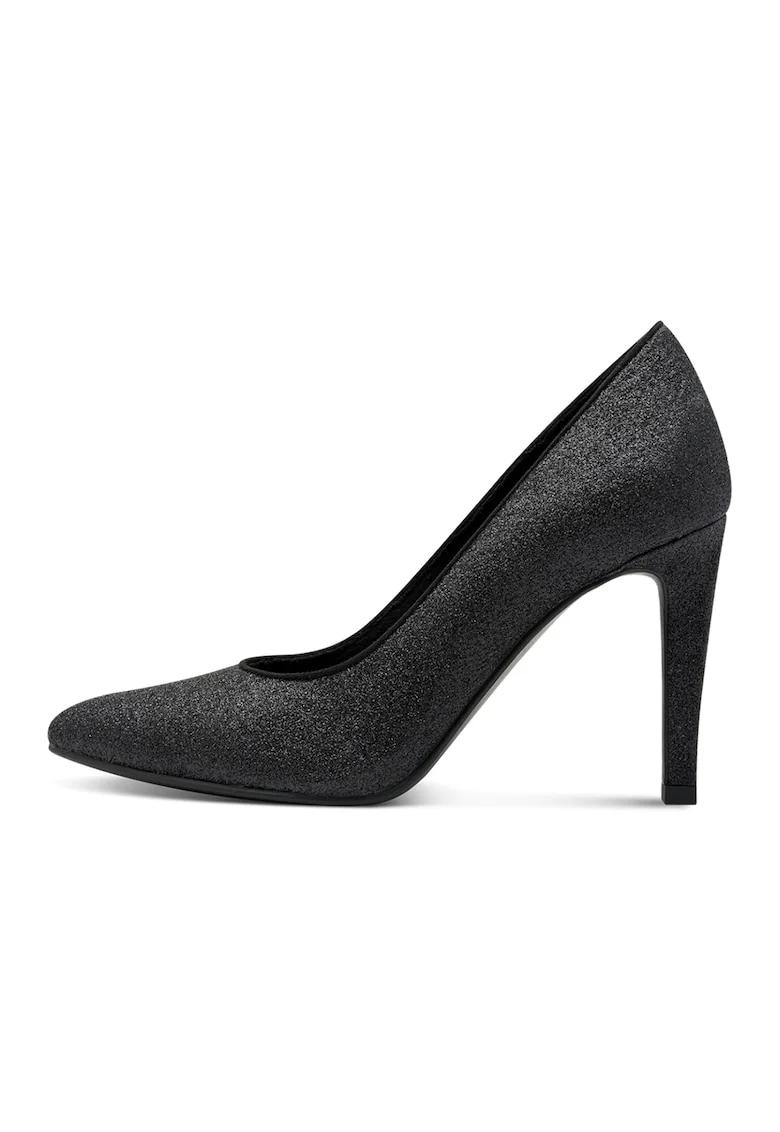 Pantofi stiletto cu aspect stralucitor, Negru