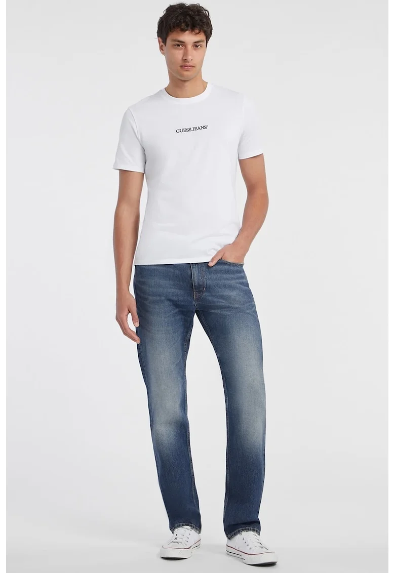 Tricou din bumbac cu imprimeu logo, Negru/Alb optic