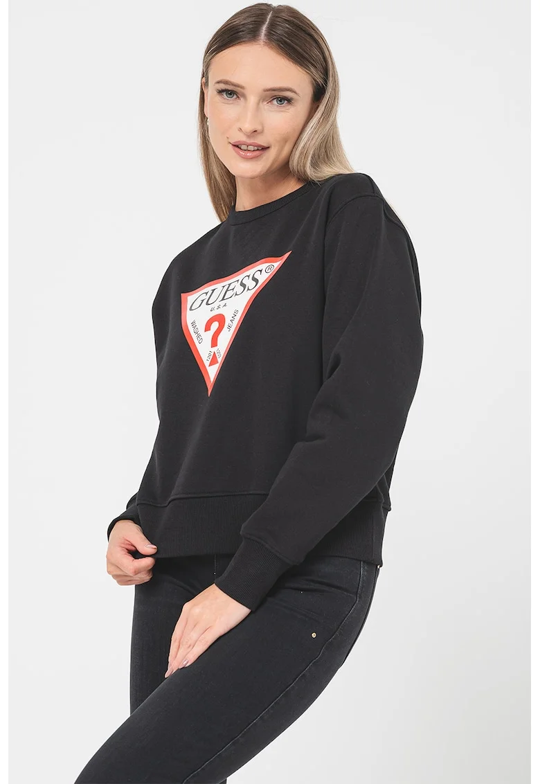 Bluza de trening cu imprimeu logo, Negru/Rosu stins/Alb optic