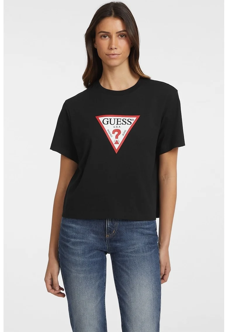 Tricou din bumbac cu logo, Rosu/Negru
