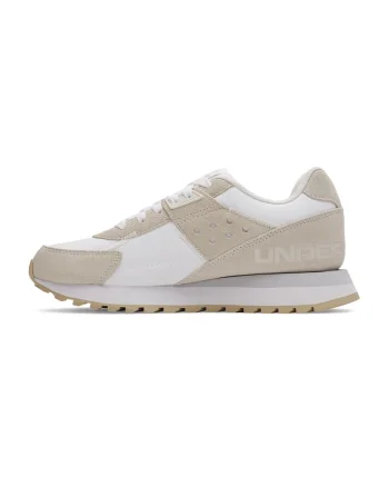 Pantofi sport Essential Runner cu garnituri de piele, Alb optic/Bej deschis