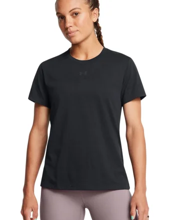 Tricou cu decolteu la baza gatului si logo discret, Negru
