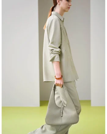 Pantaloni lungi cu croiala dreapta si model uni, Verde sparanghel