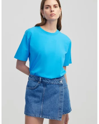 Tricou lejer cu decolteu rotund, Albastru deschis