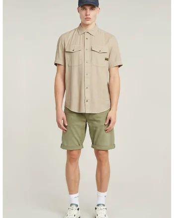 Bermude de denim cu talie medie, Verde sparanghel