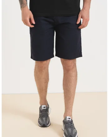 Pantaloni scurti din amestec de in cu snur in talie Mick, Bleumarin