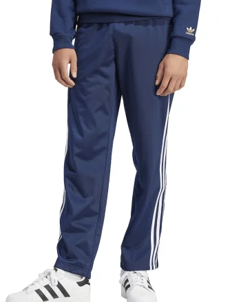 Pantaloni de trening cu slit cu fermoar la terminatii Firebird, Alb/Albastru inchis