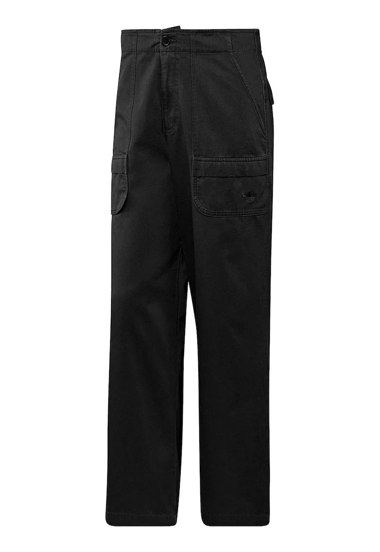 Pantaloni cargo cu talie inalta, Negru