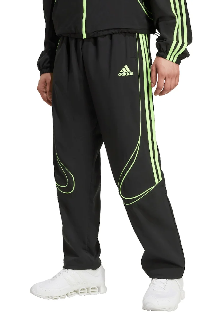 Pantaloni de trening cu benzi contrastante TeamGeist, Negru/Verde lime