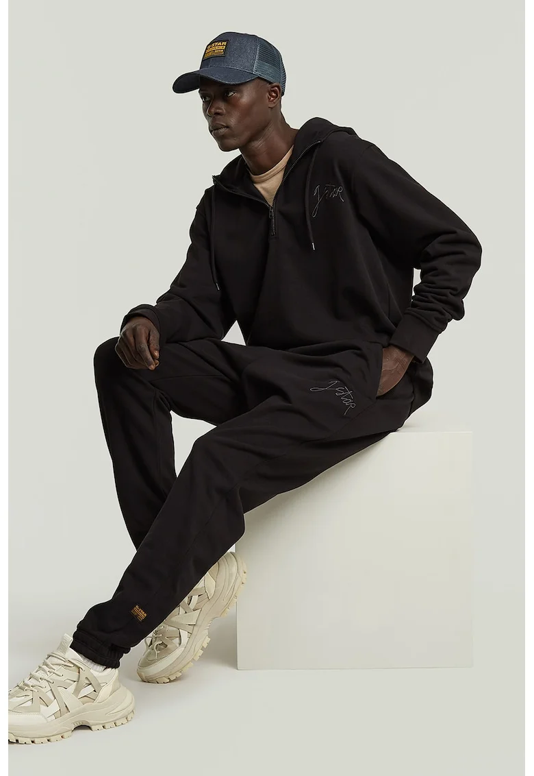 Pantaloni de trening din amestec de bumbac organic, Negru